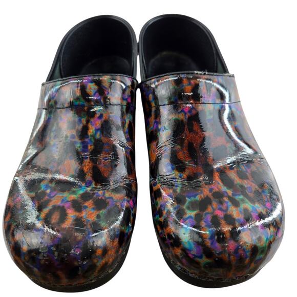 Dansko Clogs Womens 9.5 10 (40) Multi Colored Leopard Comfort Casual Flawed - Picture 4 of 15
